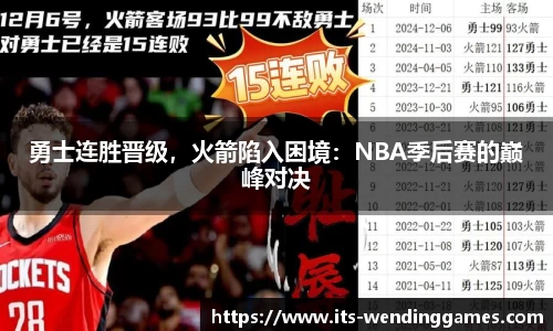 勇士连胜晋级，火箭陷入困境：NBA季后赛的巅峰对决